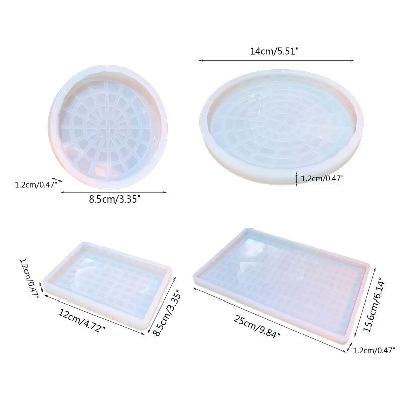 R2LE Silicone Tray Mold Resin Silicone Mold Diy Crystal Glue Round Rectangle Storage Tray Mold for Making Fruit Storage Plate