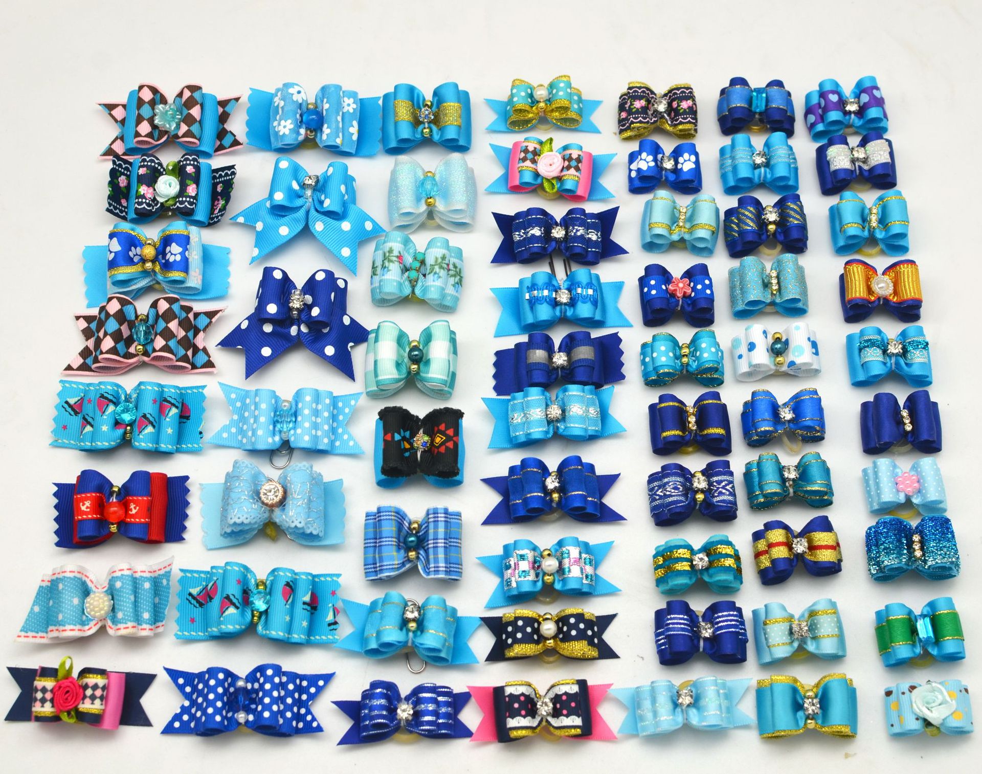 10 unids/lote de lazos para el pelo de perro, banda de goma de colores mezclados, cuidado de gatos hecho a mano para mascotas, cachorros, gatos, Mini accesorios con lazo
