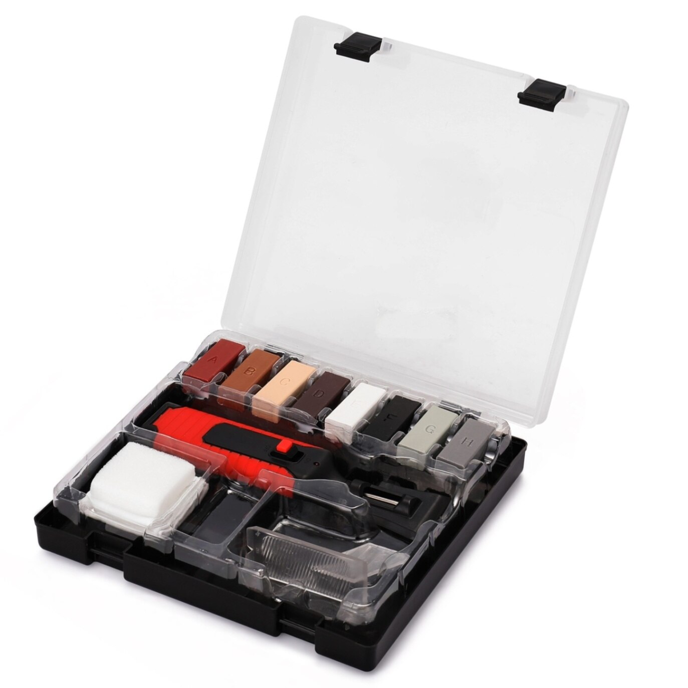 Laminat Boden Reparatur Werkzeug Laminat Reparatur Kit Wachs System Boden Arbeitsplatte Stabilen Gehäuse Chips Kratzer Ausbessern Werkzeug Set: Rot, Silber Ton