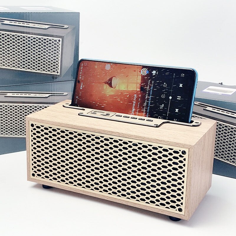 Houten Multimedia Bluetooth Speaker Telefoon Stander Klassieke Retro Stijl Draadloze Speaker XM-5H
