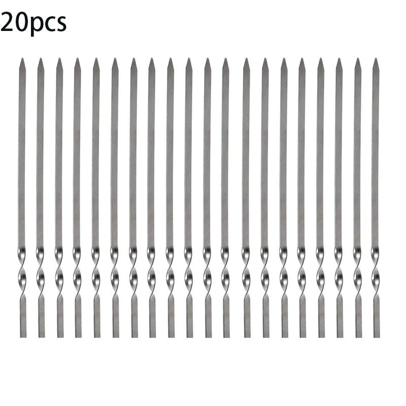 Brochettes de Barbecue réutilisables avec Tube de rangement, en acier inoxydable, accessoires de cuisine d&#39;extérieur: 20pcs