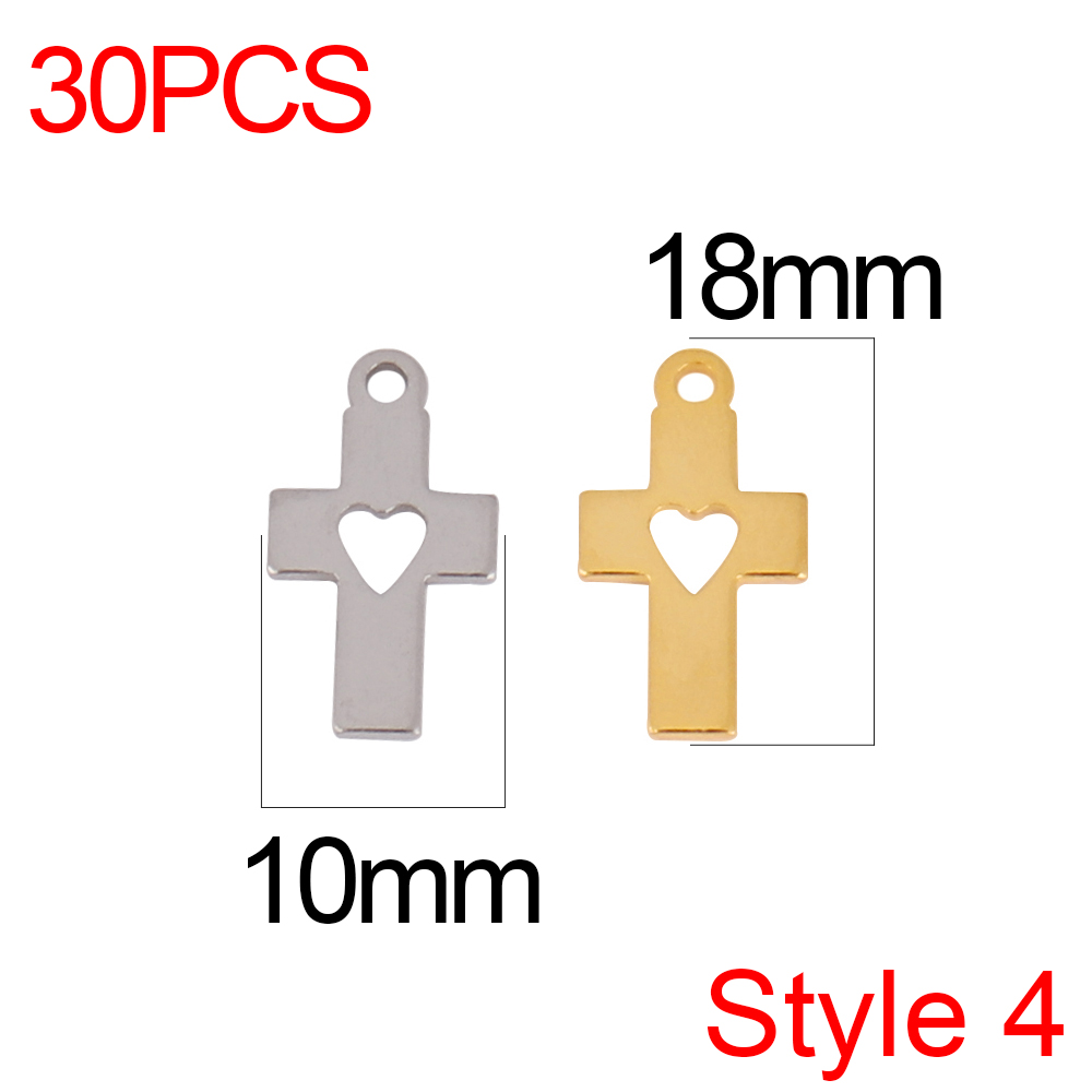30pcs/lot Stainless Steel Cross Charms DIY Cross Pendants Religious Faith Charms For Jewelry Making bracelet necklace earrings: Silver / VIOLET