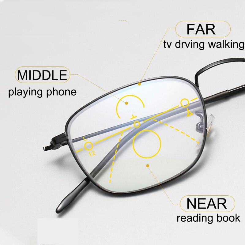 Photochromic Progressive Reading Glasses Men Multifocal Bifocal Presbyopic Glasses Women Ultralight Alloy Full Rim +175