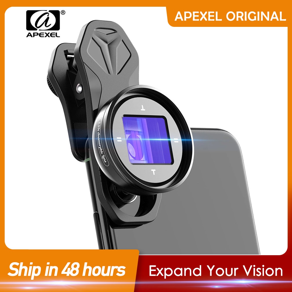 APEXEL Newest 1.33X Anamorphic Lens Widescreen Camcorders Lens Vlog Movie Shooting Deformation HD Mobile Phone Camera Lens