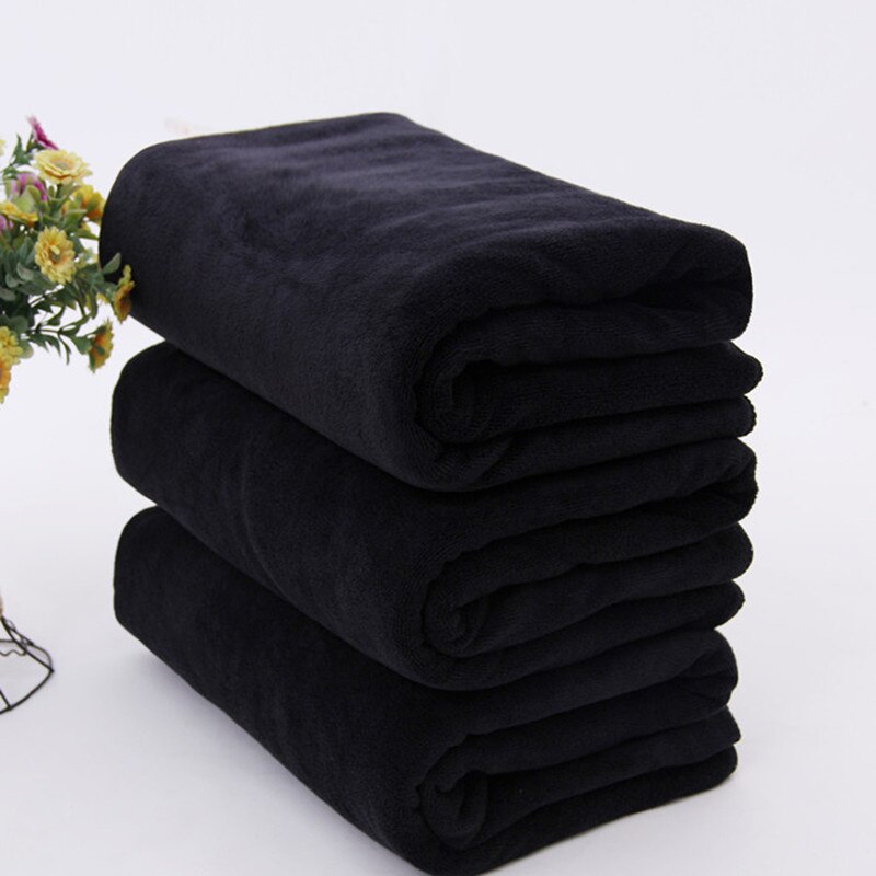 Mikrofaser-Badetuch – weiches und leichtes Gesichtstuch, geruchloses Bad, Spa, Fitnessstudio-Handtuch (schwarz)