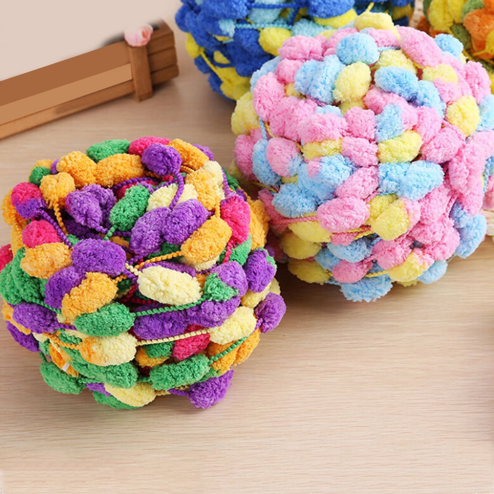 Tjock ull stor mjuk regnbåge pom pom garn handstickning virkgarn diy filt kudde färgglad pumpong tråd 135g