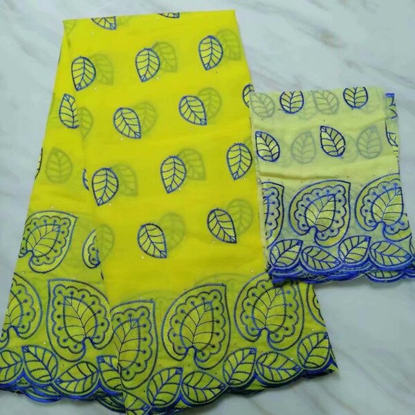 Bedst sælgende afrikanske perler voks blonde stof 5+2 yards nigeriansk broderi guipure blonde stof også oke til nigeriansk fest: Gul