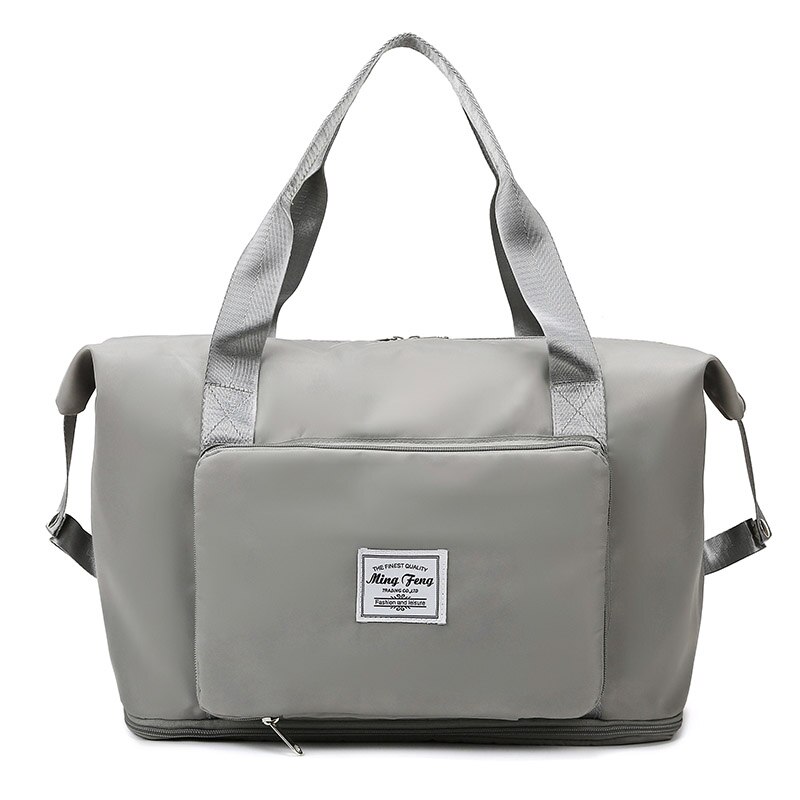 Large capacity foldable travel bag for women, multi-functional waterproof duffle bag, unisex sports gym handbag, storage tote bag: Neutral grey