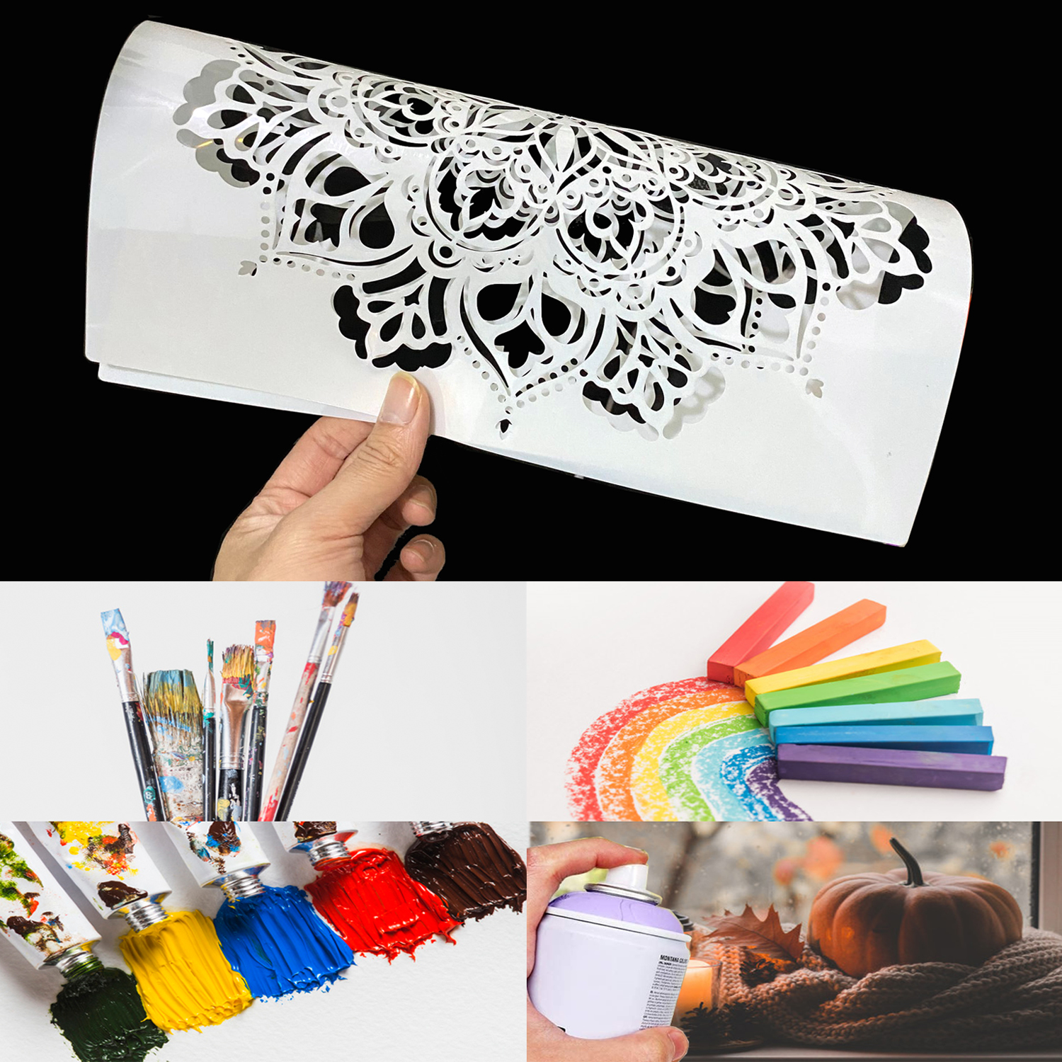 Stor vegg sjablong for maling , 12 tommer stor mandala sjablong for maling