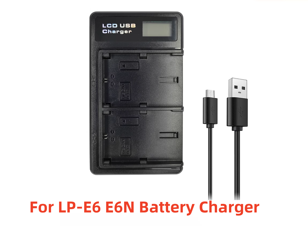 LP-E6 LPE6 E6N Camera Battery For Canon EOS R R5 R7 R6 R5C 60Da 60D 70D 80D 90D 5DSR 5Ds 5D 6D 7D Mark II LP-E6 Battery Charger: RED