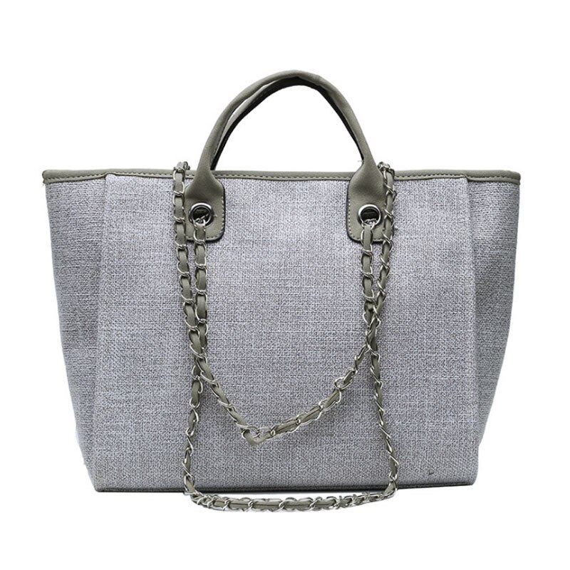 Bolso tipo cubo de gran capacidad para mujer, bolsa portátil de un hombro con cadena inclinada,: grey