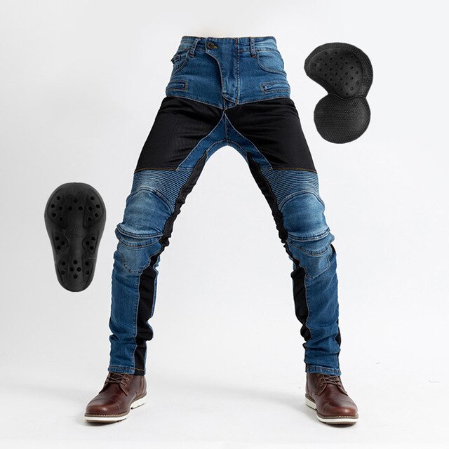 MOTO-PANTS summer PK-719 breathable mesh riding pants motorcycle jeans daily cycling casual jeans protection pants: blue / XL