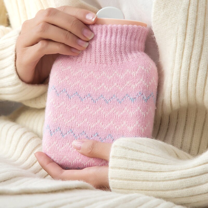 Explosion-Proof Silicone Water Bottle Portable Microwave Heating Cute Warm Handbag Knitted Cover