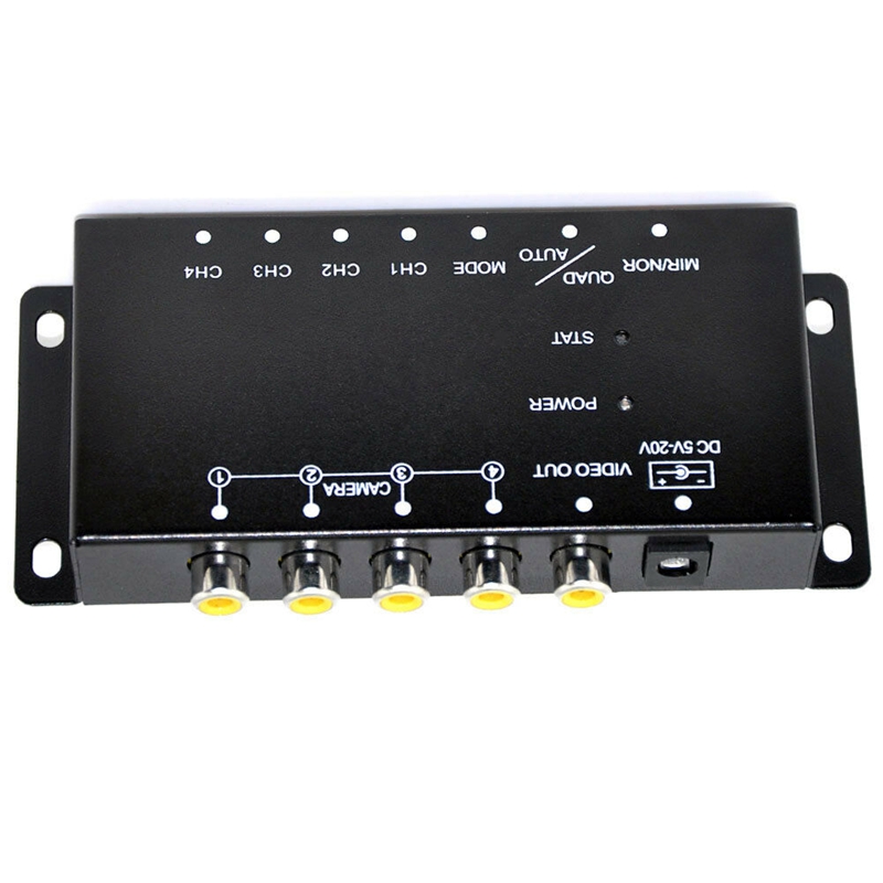 Car 4-Way Video Switch Parking Camera 4 View Image Split-Screen Control Box Trim