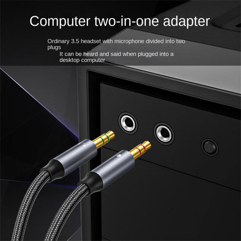 Headphone Splitter for Computer 3.5mm Female to 2 Dual 3.5mm Male Mic AUX Audio Y Splitter Cable Headset to PC Adapter 0.35M 1M