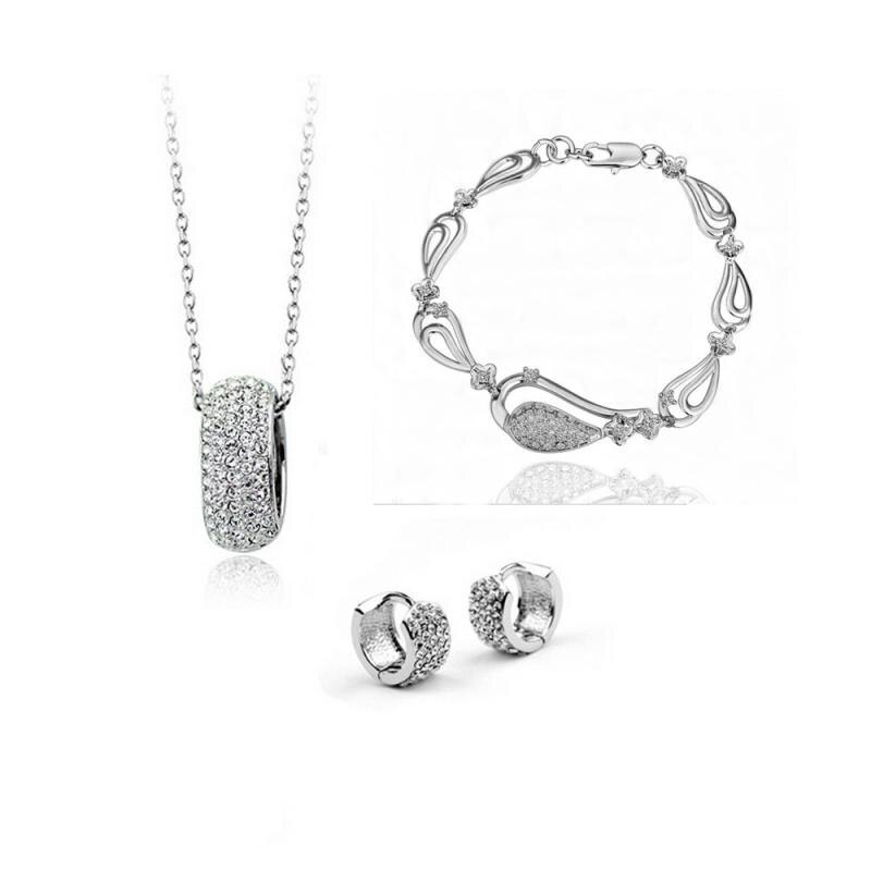 Crystal Jewelry Set Gold-color Necklace Earring Jewelry Sets For Women