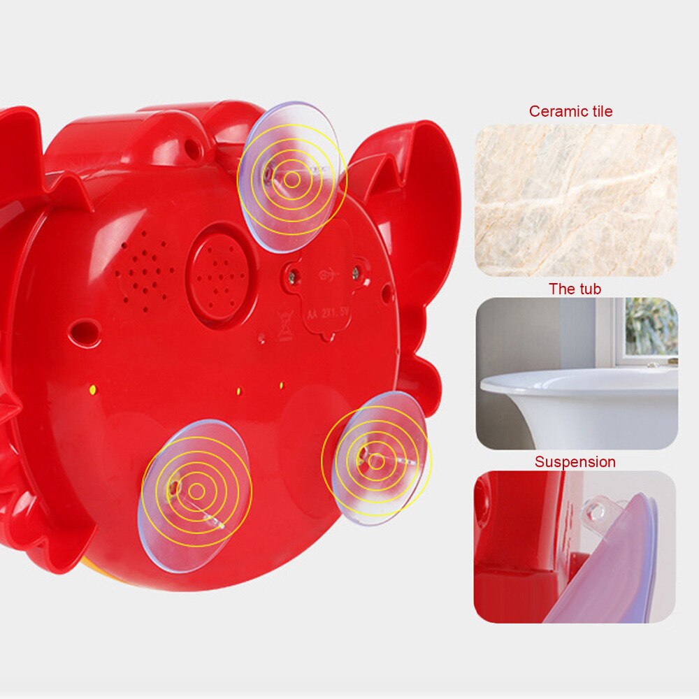 Kids Cute Funny Cartoon Crab Automatic Bubble Machine Maker Music Electric Bathtub Soap Blower Baby Bath Toy with 12 Songs