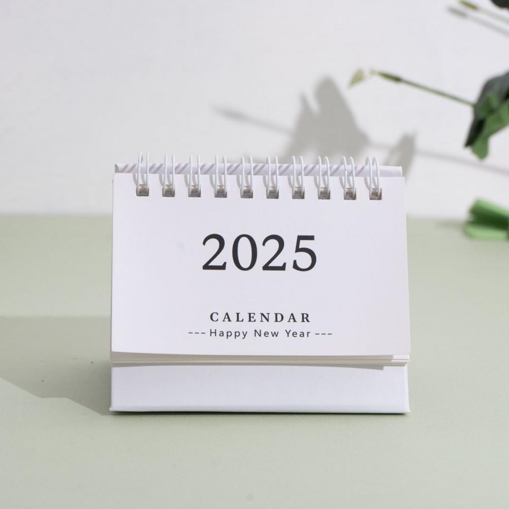 Calendario da tavolo 2025 Calendario da tavolo pieghevole triangolare superiore bobina pianificatore Organizzatore annuale per casa ufficio Regali di Capodanno 2025