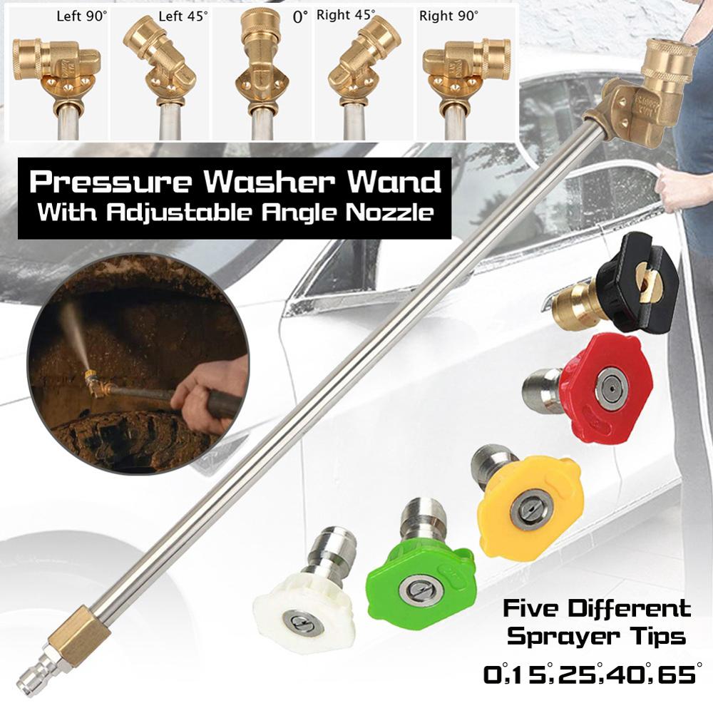 Hogedrukreiniger Wand Met Instelbare Hoek Nozzle, 16 In Ch Spuitlans 180 Graden Met 5 Hoeken Quick Connect Pivot Adapter