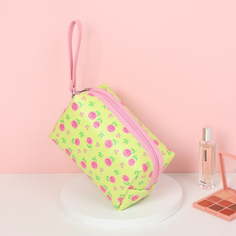 PURDORED 1 Pc Cute Women Cosmetic Bag PU Leather Girl Makeup Bag Female Beauty Case Travel Portable Toiletry Makeup Case Bag