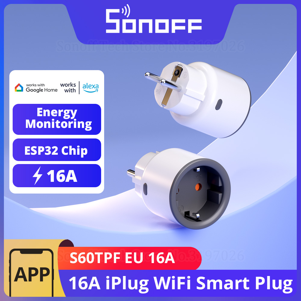 SONOFF S60 EU 16A iPlug Wi-Fi sprytny gniazdo elektryczne 1-5szt. Zabezpieczenie przed przeciążeniem Inteligentny pilot zdalnego sterowania przez eWeLink Alexa Google IFTTT