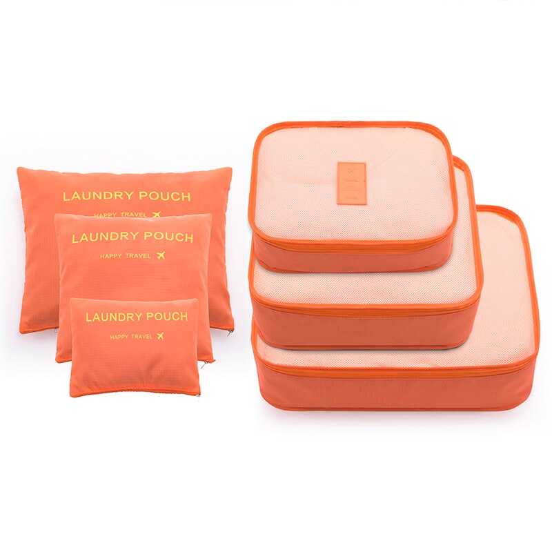 18 6 stks/set Vrouwen Bagage Reistas Dubbele Rits Waterdichte Polyester Organizer Verpakking Bag Cube Tassen