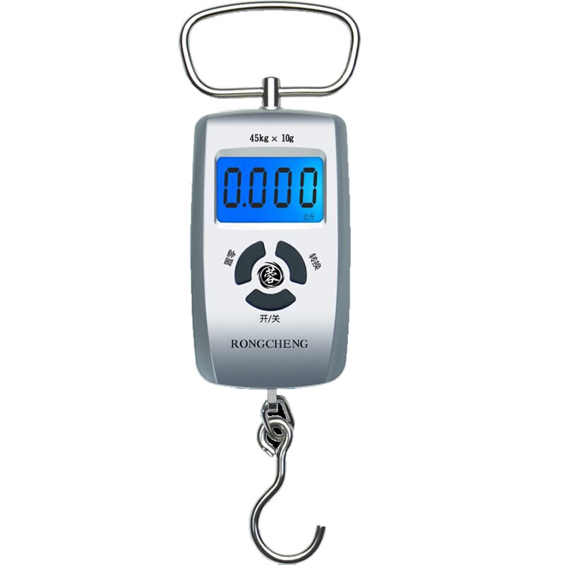 0-10Kg/5g 10-45Kg/10g Portable Mini Digital Scale Double Precision LCD Display Backlight Luggage Scale With Tape Measure: Silver Big ring