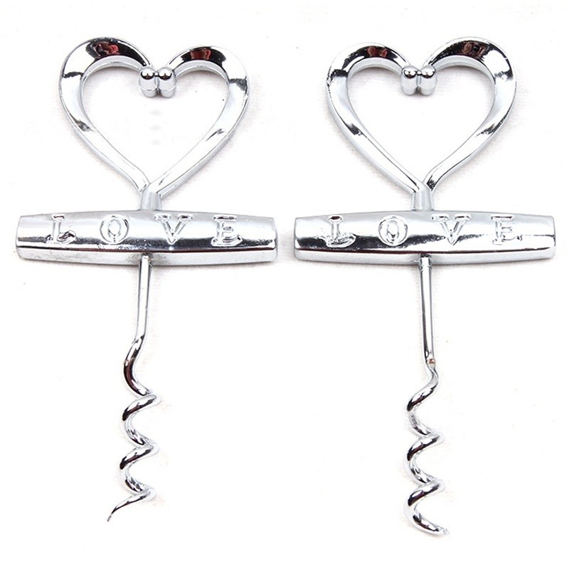 Metal Red Wine Bottle Opener LOVE Heart Shape Screw Corkscrew Can Opener Valentine's Day Wedding Party Kitchen Bar Tool