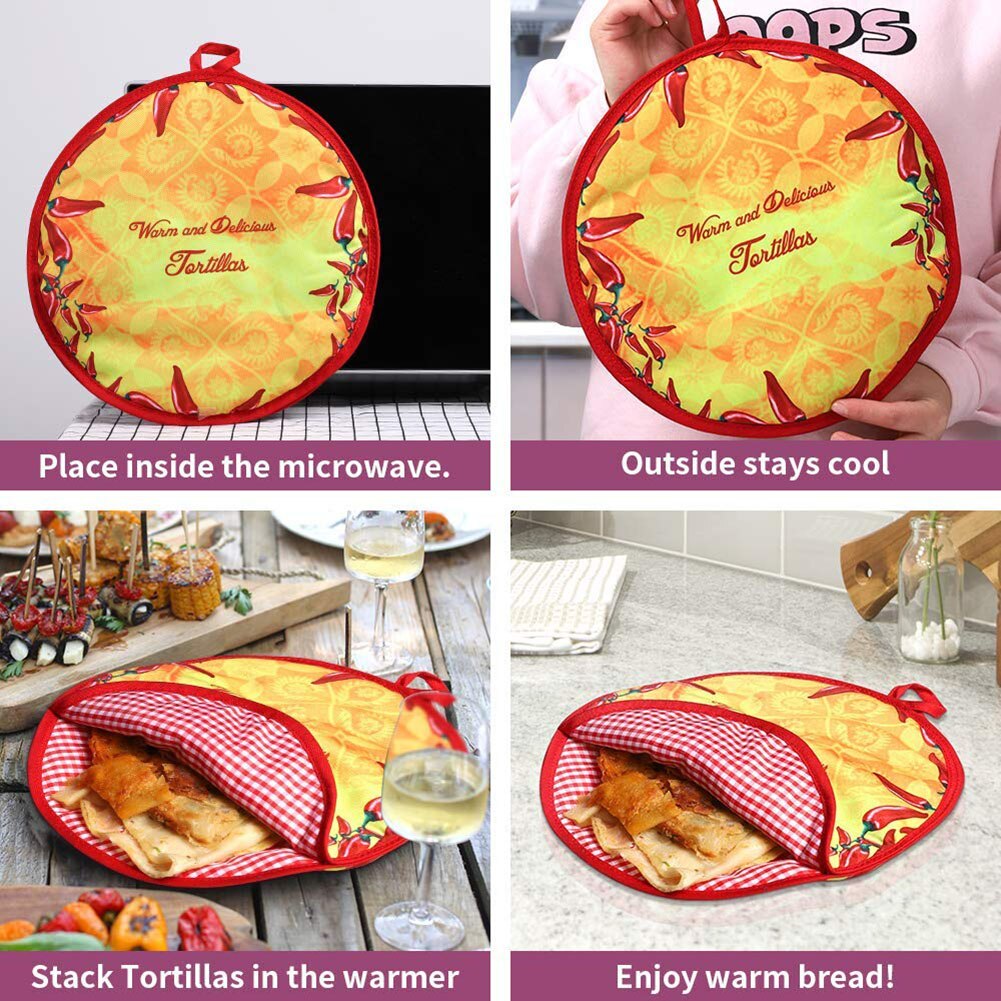 30cm Warmer Pouch Microwave Oven Lunch Bag Tortilla Warmer Insulated Safe Cotton Fabric Pouch, Food Warmer Holde Durable Baskets