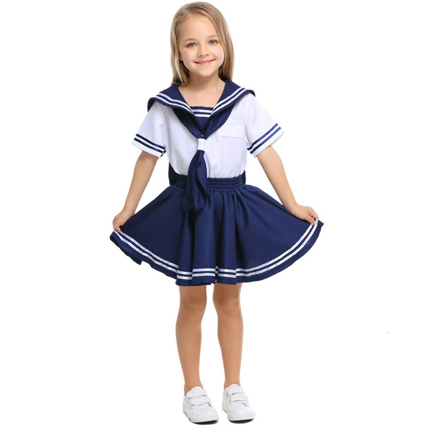 Sømand skoleuniform japansk skolepige nederdel baby pige dreng cheerleader fancy tøj hold bære koreansk børn kostume