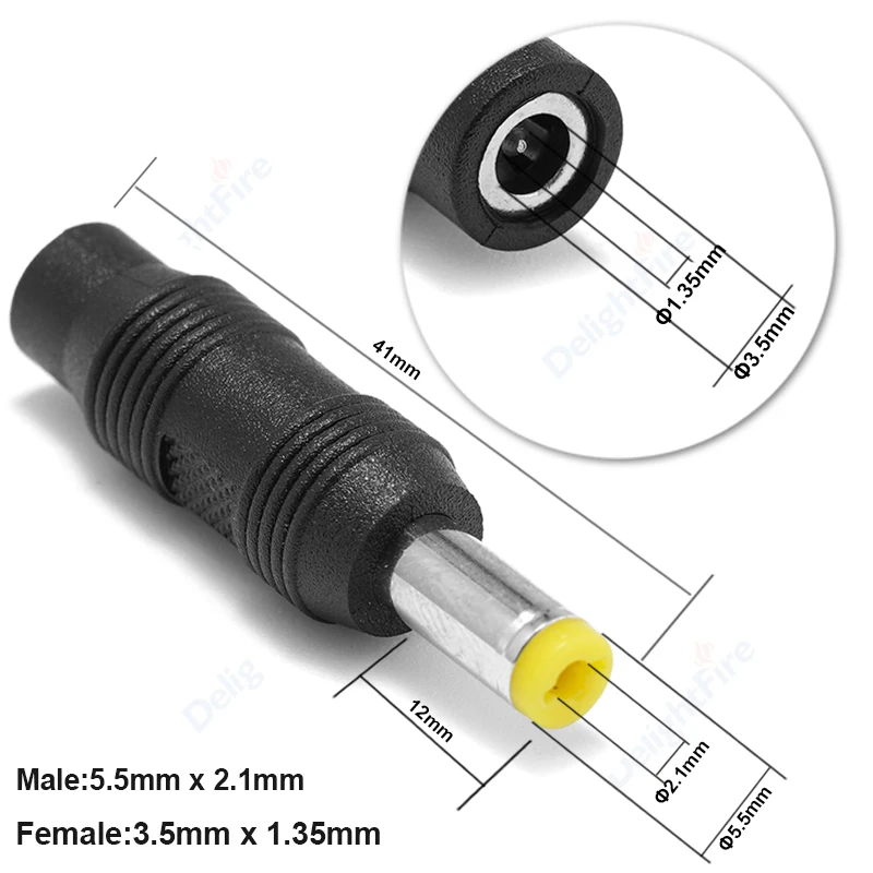 DC-Netzstecker-Stecker-Adapter, 5,5 x 2,1 mm Buchse auf 5,5 x 2,5 mm Stecker, Schalttafelmontage, Terminal-Konverter für Laptop: Elfenbein / Unter 5 Stücke