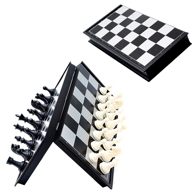 Portable Travel Magnetic Board Wooden Tournament Chess Set Plastic Pieces Kids