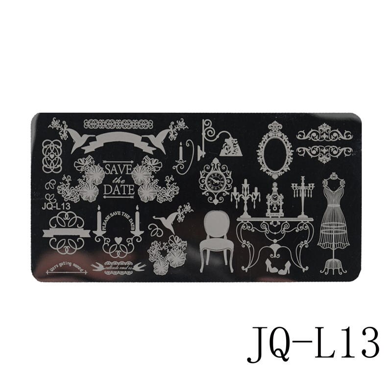 12 x 6cm rustfrit stål skønhed blonder billede nail art gør det selv billede printer manicure stencils negle stempling plader skabeloner: Jq -l13