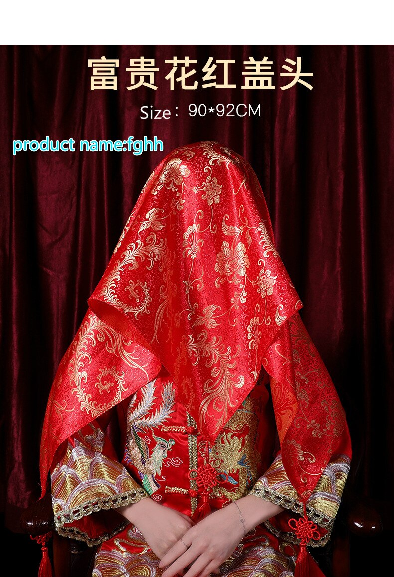 verrotten Hijab Braut der Chinesischen Hochzeit Stickerei Blume Hochzeit Quaste Hijab Hipa Drachen Phönix Kopftuch Hochzeit Liefert: fghh