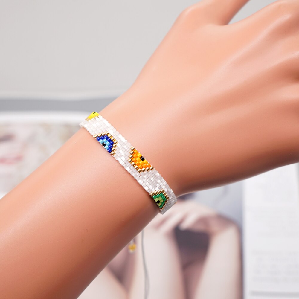 gehen2Boho Türkisch böse Auge Armband Mehrfarbig griechisch Auge Schmuck Miyuki Samen Perlen Bohemien handgefertigt gewebte Armbänder Pro Frauen