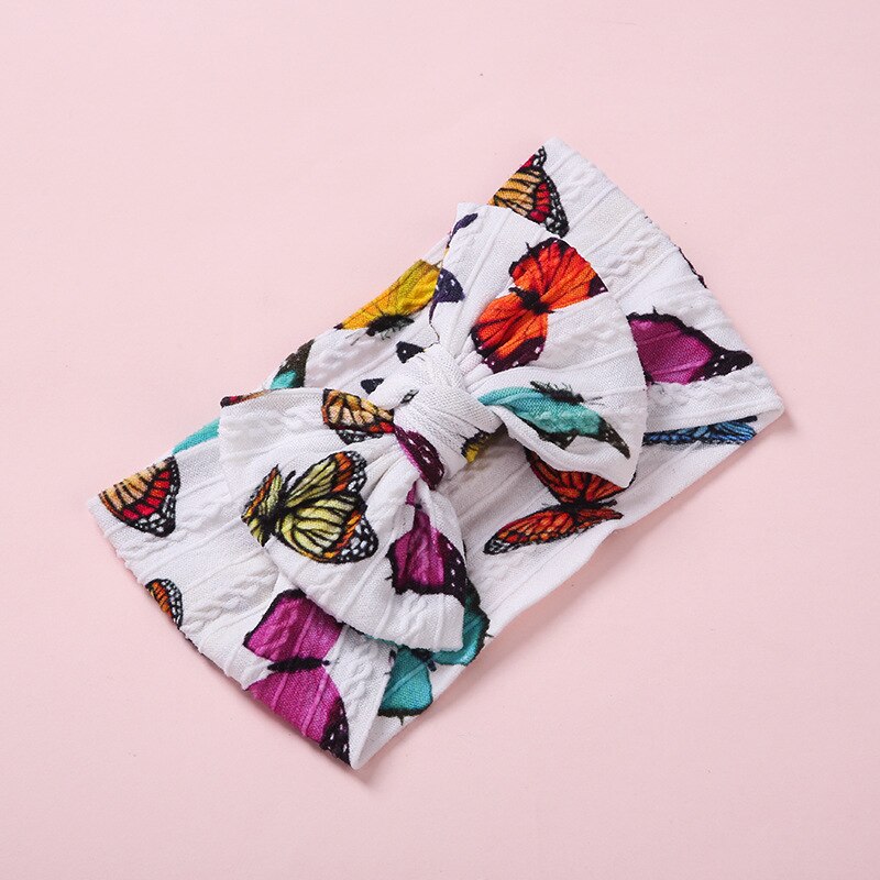 Fascia per bambini Nylon ragazze stampa floreale copricapo treccia bambini turbante elastico cavo accessori per capelli per neonati fascia per capelli morbida: 6