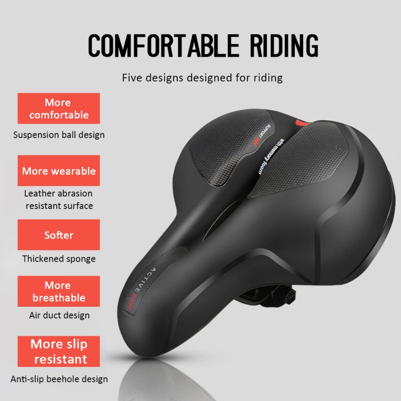 Universal Extra Wide bicycle seat Comfy Cushioned Bicycle Saddle Soft Bike Seat for riding equipment accessories