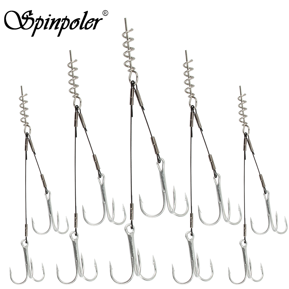 Spinpoler-aparejo de pesca de Lucio, anzuelo #2 #1 #1/0 #2/0 sacacorchos, Stingers afilados de acero al carbono, agudos, superfuerza, 18-30kg