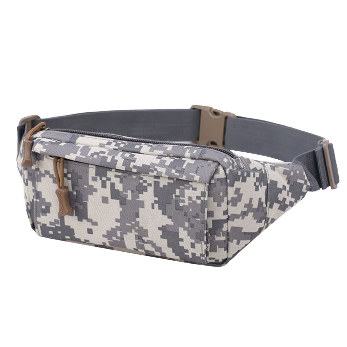 Mænd camouflage print talje taske sport pakke lynlås multifunktionel udendørs skulder skrå bryst taske