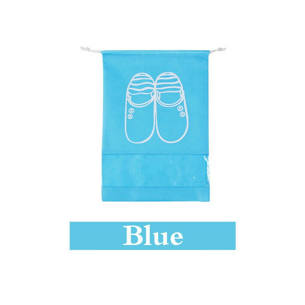 2 Sizes Waterproof Shoes Bag Travel Portable Shoe Storage Bag Organize Tote Drawstring Bag Dolap Organizer Non-Woven Organizador: Sky Blue / M