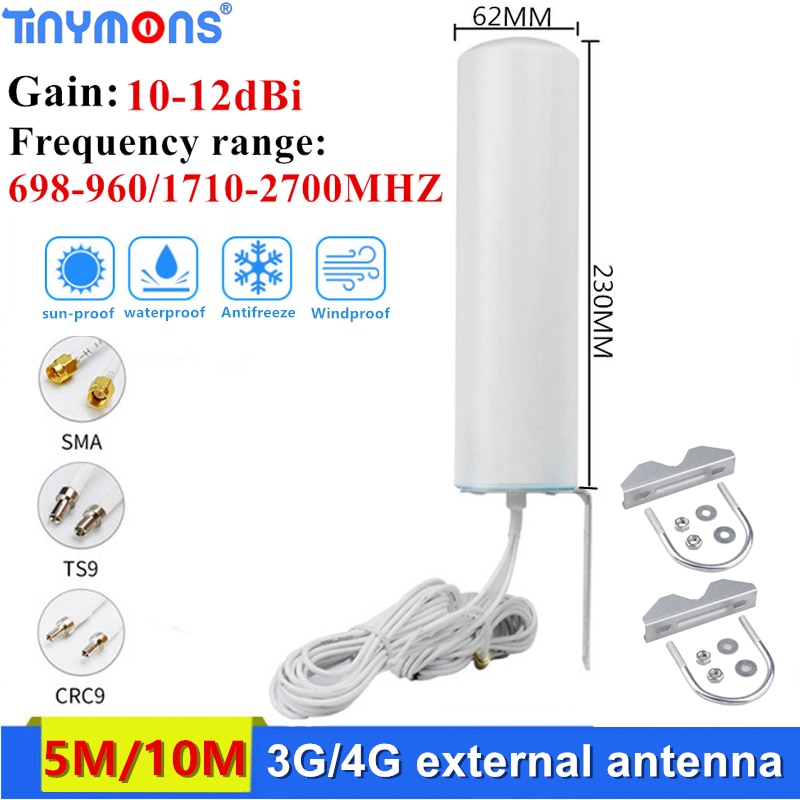 5m 10m wifi ekstern router antenne 4g lte sma 12 dbi omni antenne 3g ts9 dobbelt kabel crc 9 til huawei  b315 e8372 e3372 zte routere