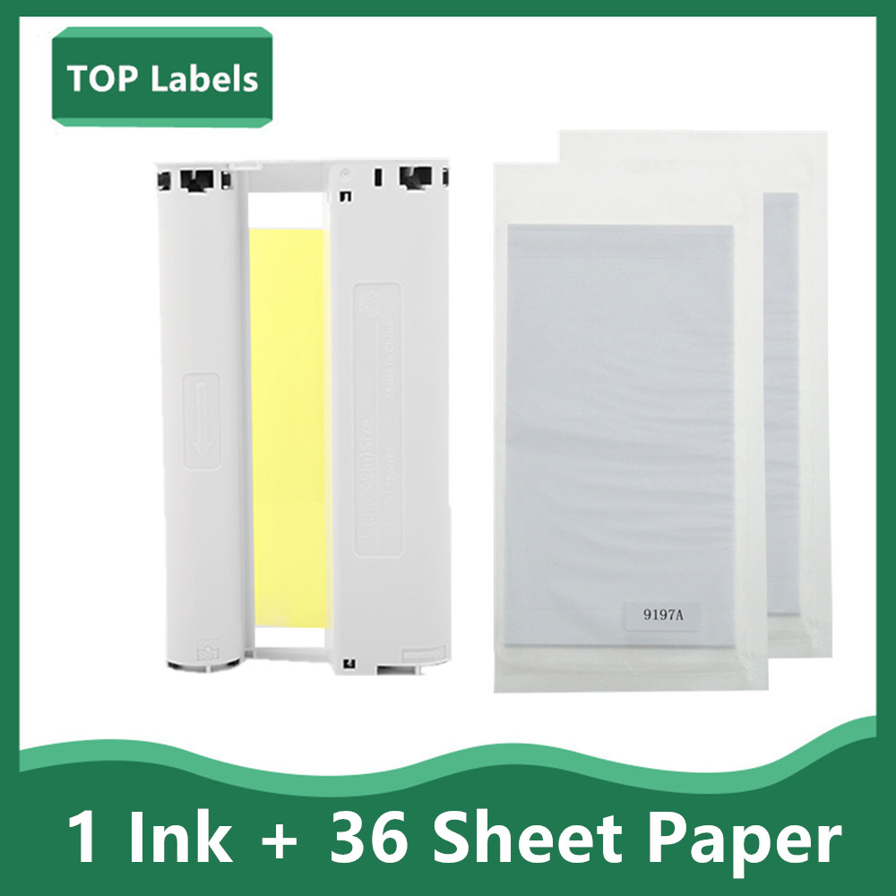 KP 36IN Ink Cartridge selphy cp1200 papel for Canon Selphy Photo Printer CP1200 CP1300 CP910 CP900 Color Ink Paper Printing: 1 Ink and 36 Paper