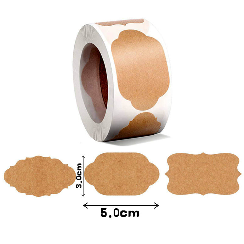 300pcs/Roll DIY Blank Kraft Paper Stickers Handmade Writable Seal Labels Mason Jar Glass Bottle Cake Baking Stationery Sticker: A