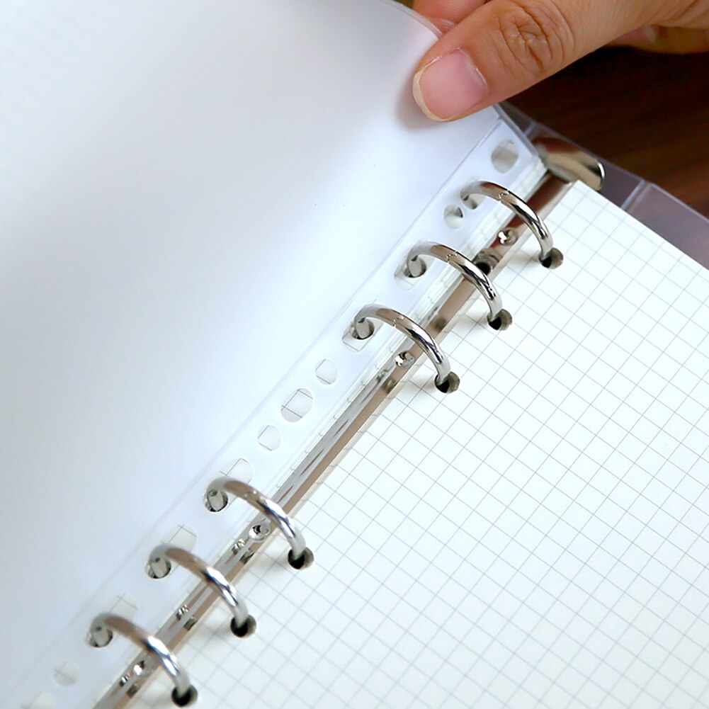 Lot de pochettes plastifiées transparentes et perforées pour classeur, reliure de rangement à glissière pour cahier à 6 anneaux, feuilles mobiles de papeterie, pochette range document, A5 A6 A7, 12 pièces,