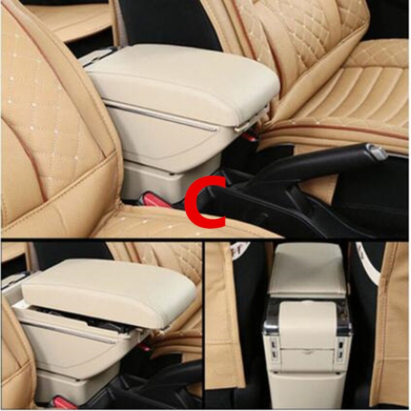universal Armrest box storage console box for UNIVERSAL ZAFIRA SPARK SAIL MARCH SUNNY FIT AVEO RIO ACCENT: C style Beige