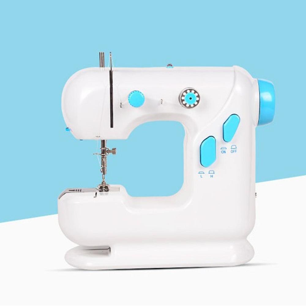 EU/US Plug Portable Sewing Machine Mini Portable Household Foot Pedal Straight Line Hand Table Two Thread Kit Electric