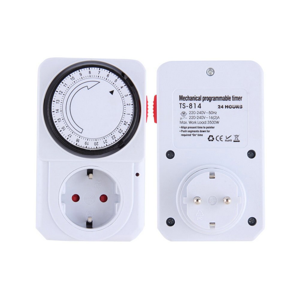 EU Plug 24 Hour Programmable Mechanical Electrical Plug Program Timer Power Switch Energy Saver