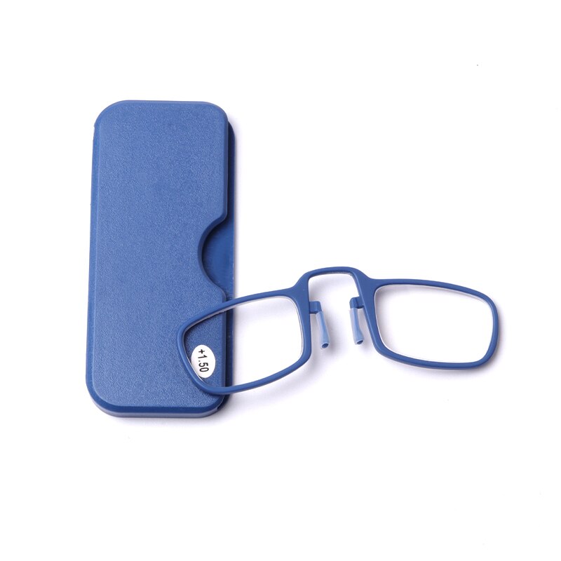 COLOUR_MAX Mini Leesbril Mannen Vrouwen Neus Clip Reader Met Case Eyewear + 1.5 2.0 2.5: +250 / Blue