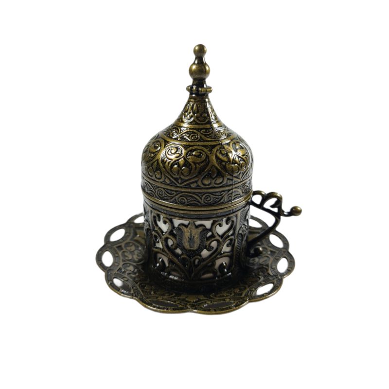 Tyrkisk kaffekop, espressokop underkop med håndtag, bryllup, osmannisk kaffekop, arabisk kaffekop, porcelænskop: Gammelt guld