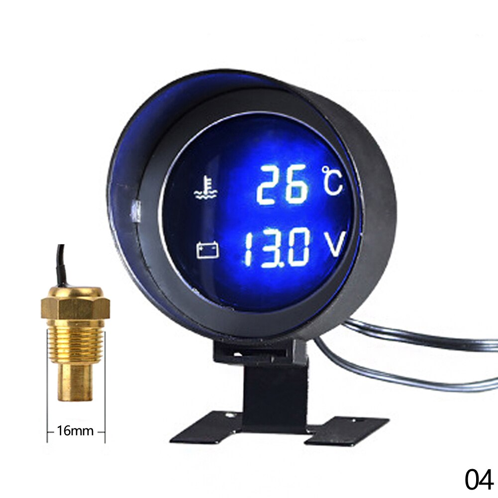 12/24V Auto Led Digitale Voltmeter Water Temperatuurmeter Meter &amp; 10/12/14/16/17/21Mm Sensor Universele Voertuigen Digitale Gauge: 16mm